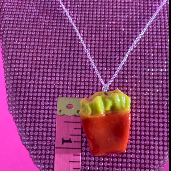 French Fry Sterling Silver 925 Necklace Fries Fast Food Cosplay Jewelry Kawaii - Picture 4 of 10